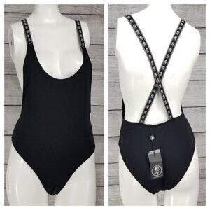 NEW Gym King Size 8 One Piece Swimsuit Black / white Back Cross strap